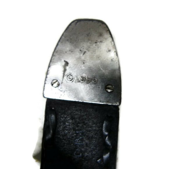 1996 black genuine leather skinny belt . medium